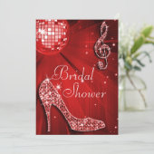 Red Disco Ball en Sparkle Heels Vrijgezellenfeest Kaart (Staand voorkant)