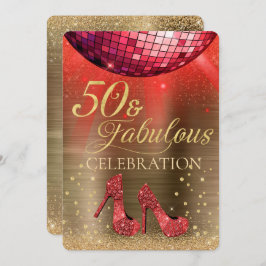 Red Disco Ball Gold 50 en Fabulous Birthday Kaart