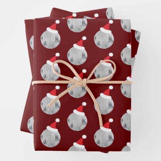 Red Disco Ball Kerstmis Inpakpapier Vel (In situ)