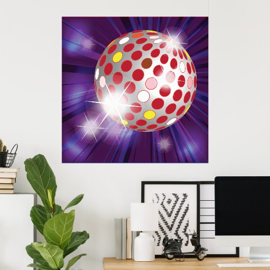 Red Disco Ball Poster (Thuiskantoor)