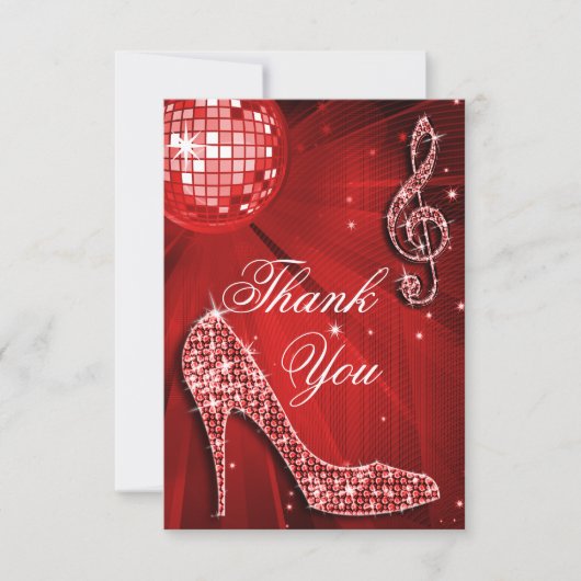 Red Disco Ball Sparkle Heels Dank je Bedankkaart (Voorkant)