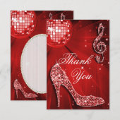 Red Disco Ball Sparkle Heels Dank je Bedankkaart (Voorkant / Achterkant)