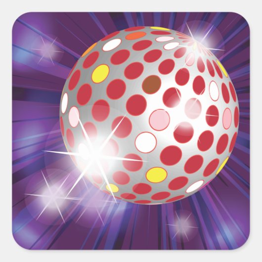 Red Disco Ball Vierkante Sticker (Voorkant)