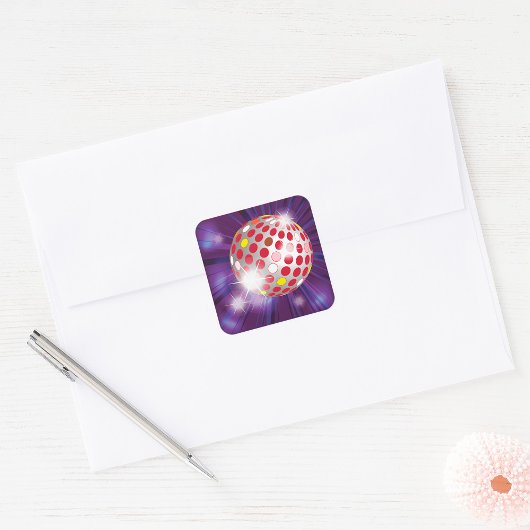 Red Disco Ball Vierkante Sticker