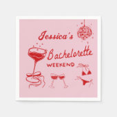 Red Disco Cocktail Bachelorette Party Servet (Voorkant)