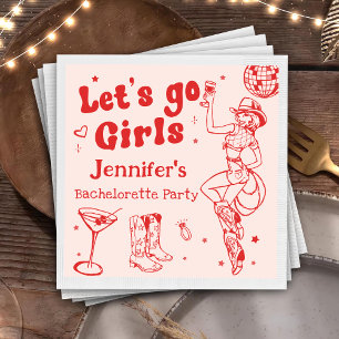 Red Disco Cowgirl Rodeo Bachelorette Party Servet