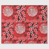 Red Disco Party Theme met sterren en glitterbal Cadeaupapier (Vlak)