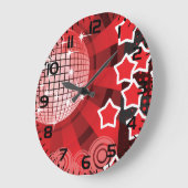 Red Disco Party Theme met sterren en glitterbal Grote Klok (Hoek)
