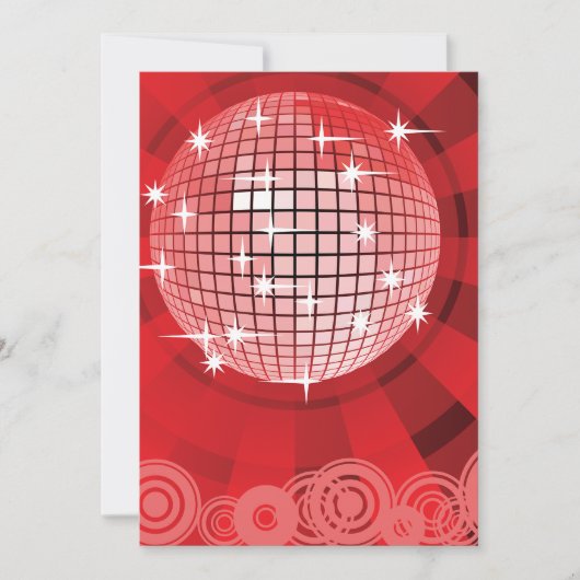 Red Disco Party Theme met sterren en glitterbal Kaart (Voorkant)
