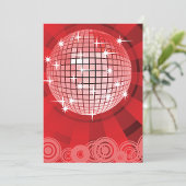 Red Disco Party Theme met sterren en glitterbal Kaart