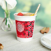 Red Disco Party Theme met sterren en glitterbal Papieren Bekers