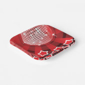 Red Disco Party Theme met sterren en glitterbal Papieren Bordje (Gebogen)