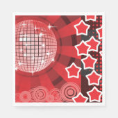 Red Disco Party Theme met sterren en glitterbal Servet (Voorkant)