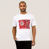 Red Disco Party Theme met sterren en glitterbal T-shirt (Voorkant volledig)