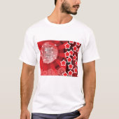 Red Disco Party Theme met sterren en glitterbal T-shirt (Voorkant)