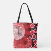 Red Disco Party Theme met sterren en glitterbal Tote Bag (Achterkant)