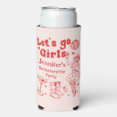 Red Disco Rodeo Cowgirl Bachelorette Koeler (Seltzer Voorkant)