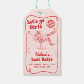 Red Disco Rodeo Cowgirl Bachelorette Weekend Cadeaulabel (Voorkant)