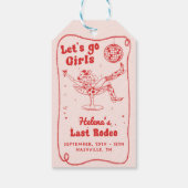 Red Disco Rodeo Cowgirl Bachelorette Weekend Cadeaulabel (Achterkant)