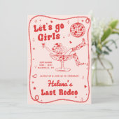 Red Disco Rodeo Cowgirl Bachelorette Weekend Kaart (Staand voorkant)