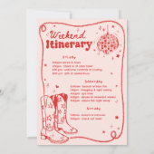 Red Disco Rodeo Cowgirl Bachelorette Weekend Kaart (Achterkant)