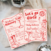 Red Disco Rodeo Cowgirl Bachelorette Weekend Kaart