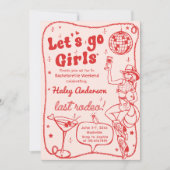 Red Disco Rodeo Cowgirl Bachelorette Weekend Kaart (Voorkant)