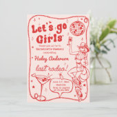 Red Disco Rodeo Cowgirl Bachelorette Weekend Kaart (Staand voorkant)