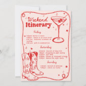 Red Disco Rodeo Cowgirl Bachelorette Weekend Kaart (Achterkant)