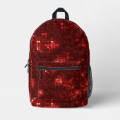 Red Disco Style Squares Valentine Pattern Bedrukte Rugzak (Voorkant)