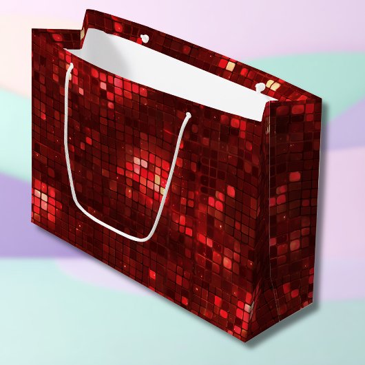 Red Disco Style Squares Valentine Pattern Groot Cadeauzakje
