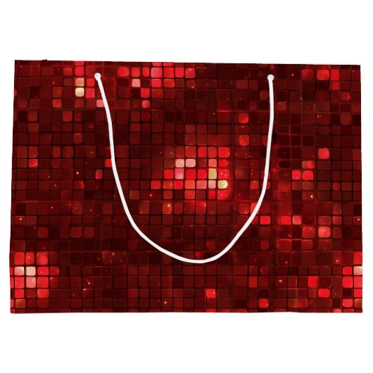 Red Disco Style Squares Valentine Pattern Groot Cadeauzakje (Achterkant)
