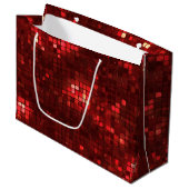 Red Disco Style Squares Valentine Pattern Groot Cadeauzakje (Voorkant Gekanteld)