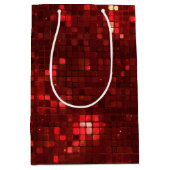 Red Disco Style Squares Valentine Pattern Medium Cadeauzakje (Voorkant)