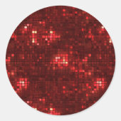 Red Disco Style Squares Valentine Pattern Ronde Sticker (Voorkant)