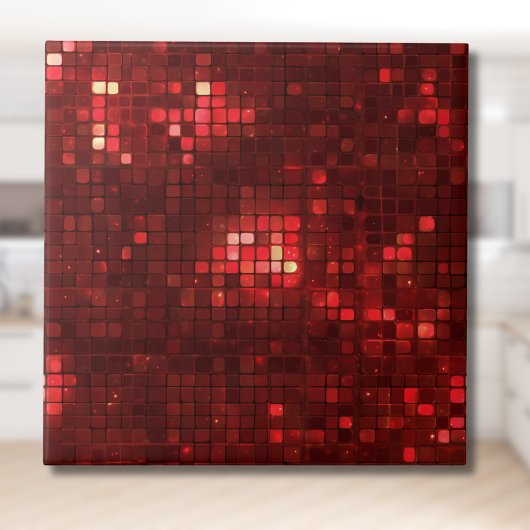 Red Disco Style Squares Valentine Pattern Tegeltje