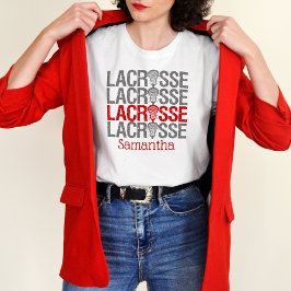 Red Distress Lacrosse Word T-shirt
