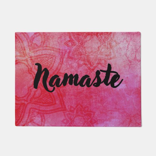 Red Distressed Mandala Namaste Deurmat (Voorkant)