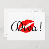 Red Diva Kiss Briefkaart (Voorkant / Achterkant)