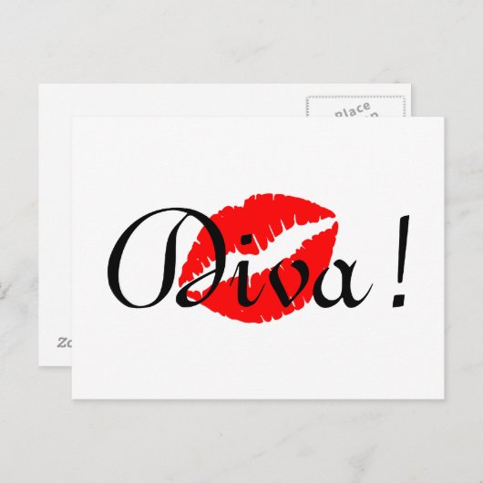 Red Diva Kiss Briefkaart (Voorkant / Achterkant)