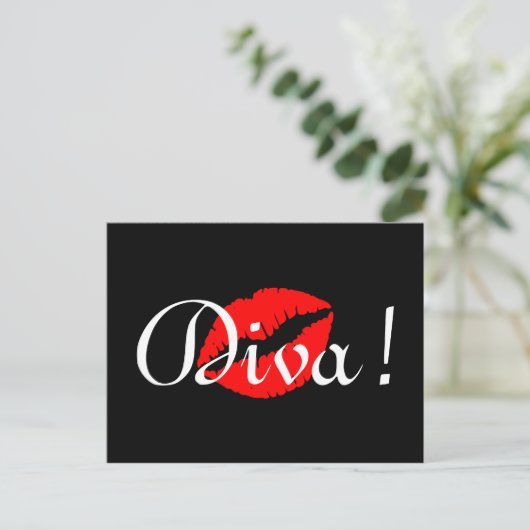 Red Diva Kiss Briefkaart (Staand voorkant)