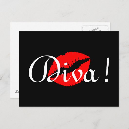 Red Diva Kiss Briefkaart (Voorkant / Achterkant)