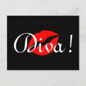 Red Diva Kiss Briefkaart (Voorkant)