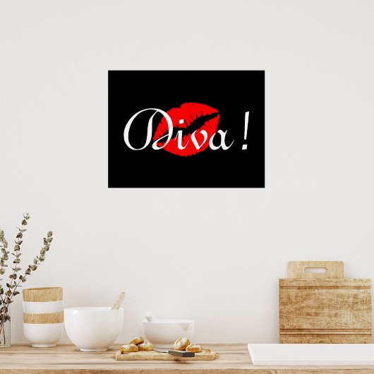 Red Diva Kiss Poster (Keuken)