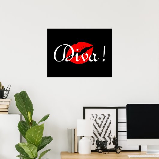 Red Diva Kiss Poster (Thuiskantoor)