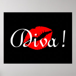 Red Diva Kiss Poster