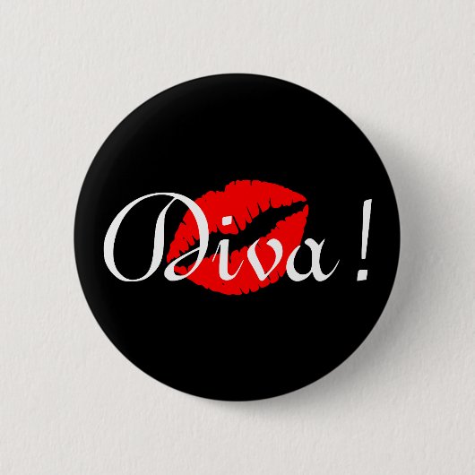 Red Diva Kiss Ronde Button 5,7 Cm (Voorkant)