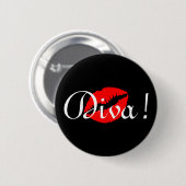 Red Diva Kiss Ronde Button 5,7 Cm (Voorkant /achterkant)