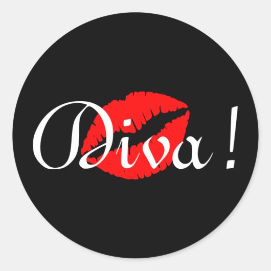Red Diva Kiss Ronde Sticker (Voorkant)