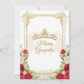 Red DJapans Mexicaanse bloemen Quinceañera Kaart (Achterkant)